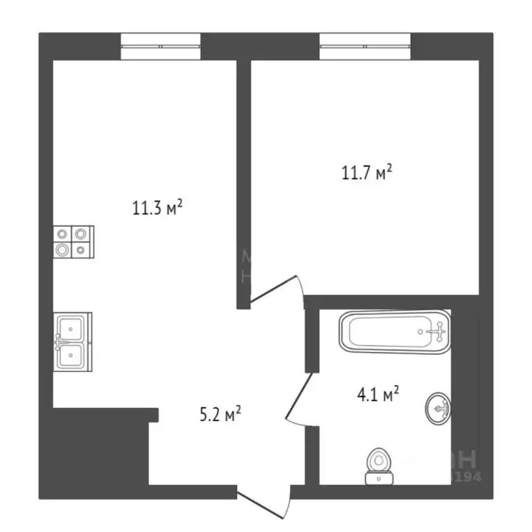 1-к кв. Тюменская область, Тюмень ул. Республики, 204к11 (38.5 м) - Фото 2