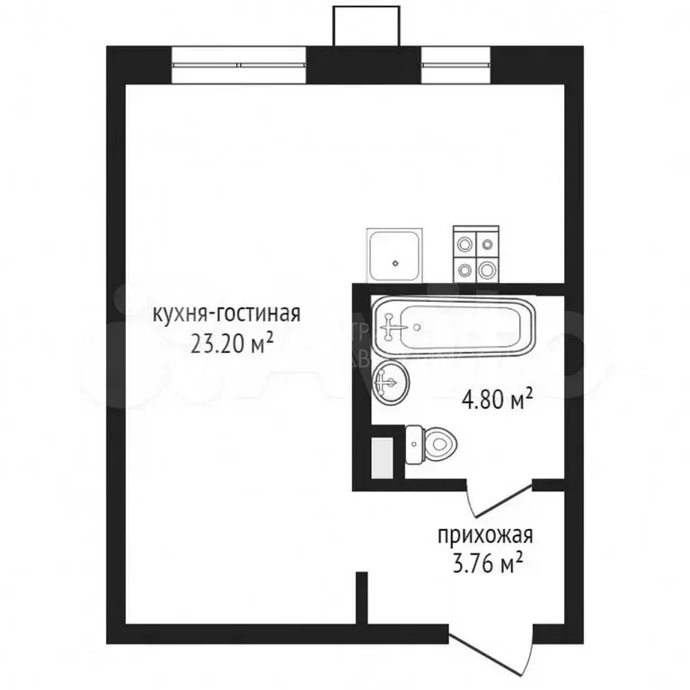 Квартира-студия, 29 м, 2/10 эт. - Фото 0
