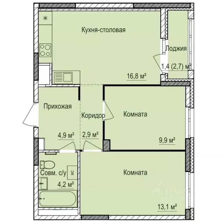 2-к кв. Удмуртия, Ижевск Буммаш жилрайон, Покровский жилой комплекс ... - Фото 1