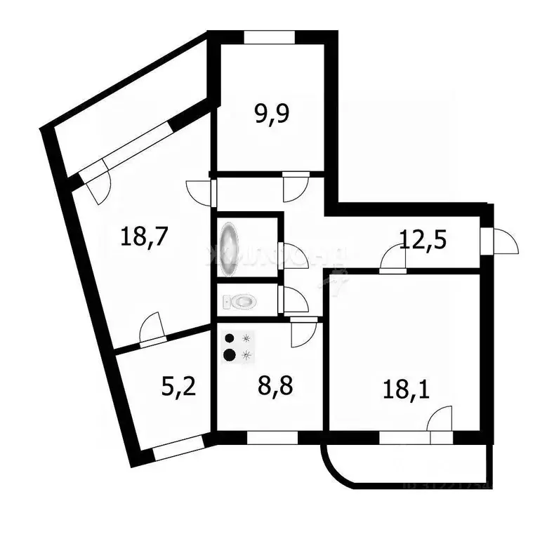 3-к кв. Новосибирская область, Новосибирск ул. В. Высоцкого, 11 (76.8 ... - Фото 0