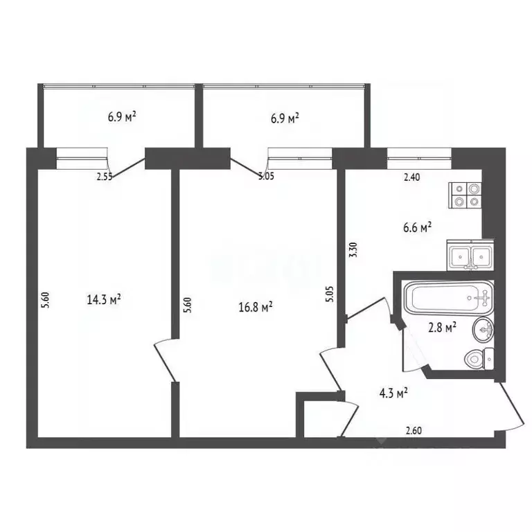 2-к кв. Крым, Феодосия ш. Симферопольское, 31Б (45.1 м) - Фото 2