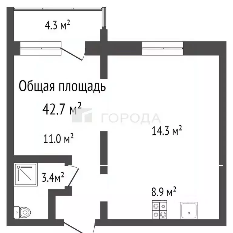 2-к кв. Алтайский край, Барнаул Северо-Западная ул., 15к1 (42.7 м) - Фото 1