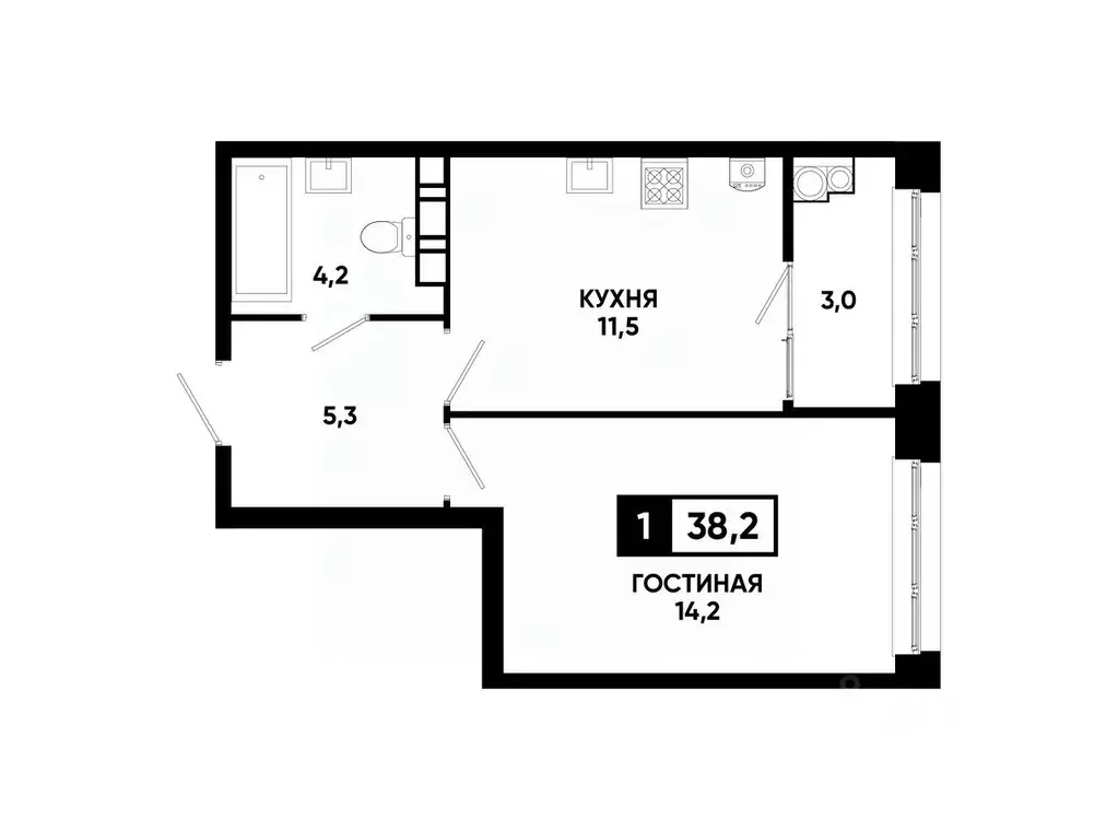 1-к кв. Ставропольский край, Ставрополь ул. Андрея Голуба, 12к8 (38.2 ... - Фото 0