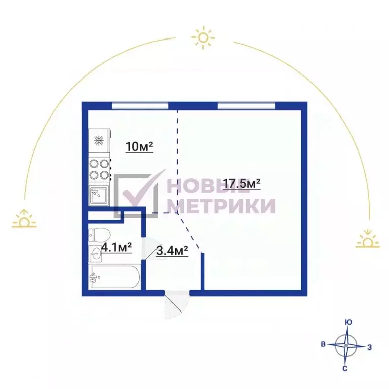 1-к кв. Санкт-Петербург ул. Савушкина, 104 (35.0 м) - Фото 2