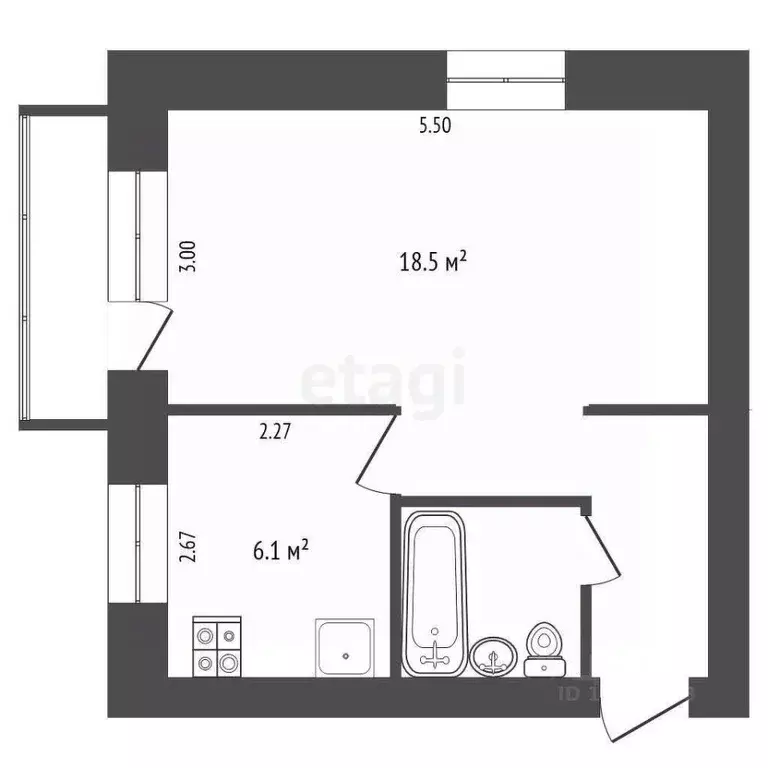 1-к кв. Омская область, Омск ул. Красина, 1 (30.7 м) - Фото 0