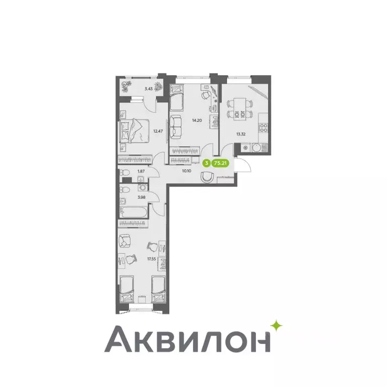 3-к кв. Архангельская область, Архангельск АКвартал жилой комплекс ... - Фото 0