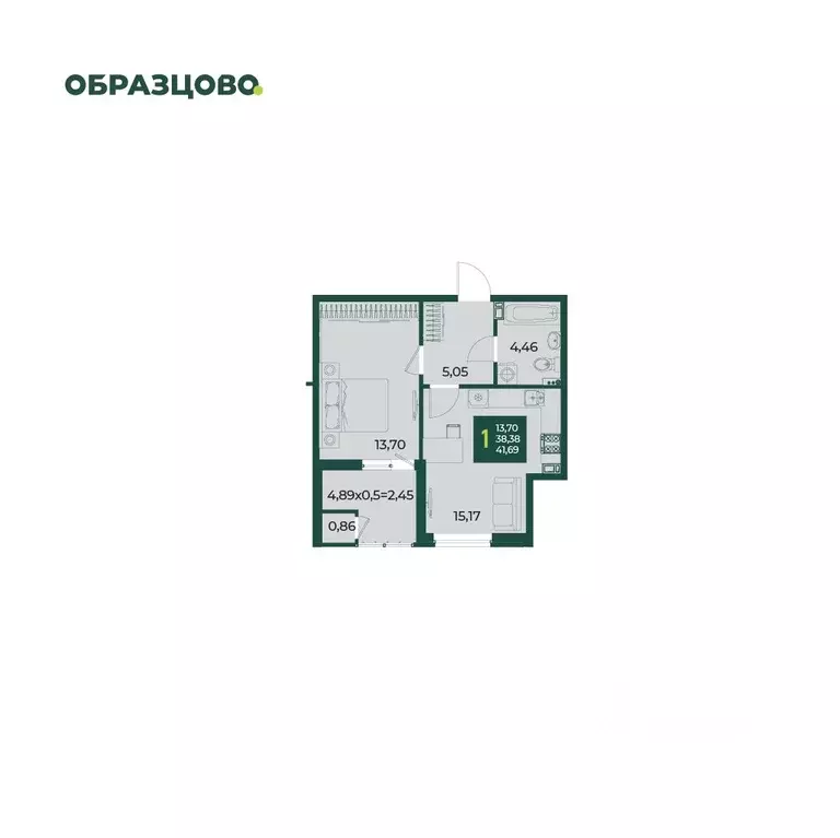 1-к кв. Краснодарский край, Краснодар Образцово мкр,  (41.69 м) - Фото 0