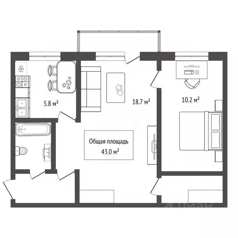 2-к кв. Новосибирская область, Бердск ул. Менделеева, 14 (43.0 м) - Фото 2