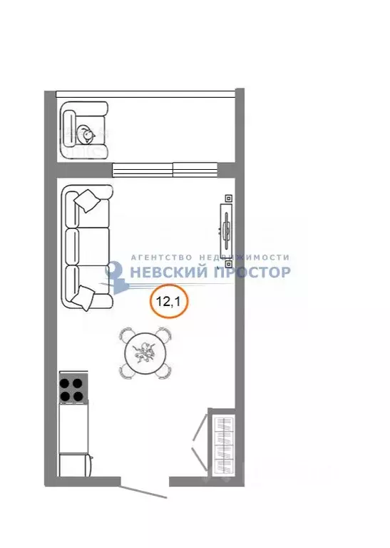 Комната Санкт-Петербург Ленская ул., 17К1 (12.0 м) - Фото 1