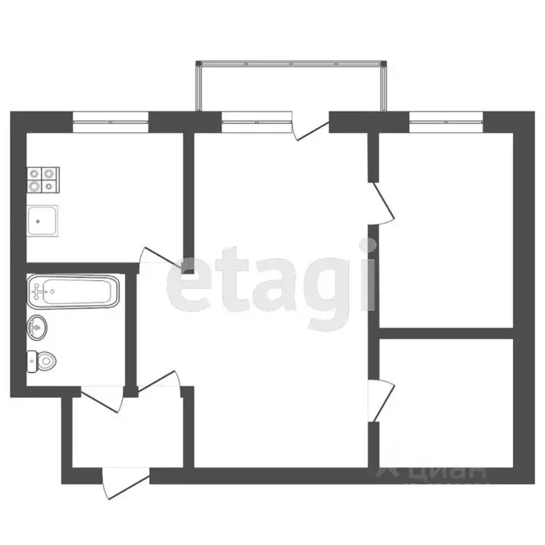 2-к кв. Тульская область, Тула ул. Халтурина, 8 (45.0 м) - Фото 2