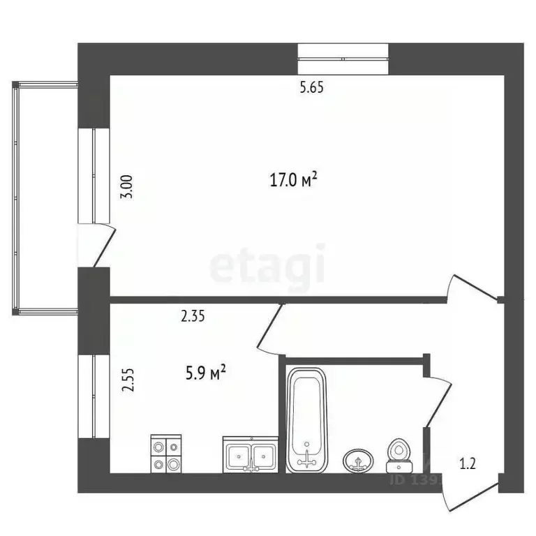 1-к кв. Тюменская область, Тюмень ул. Щорса, 11 (30.9 м) - Фото 1