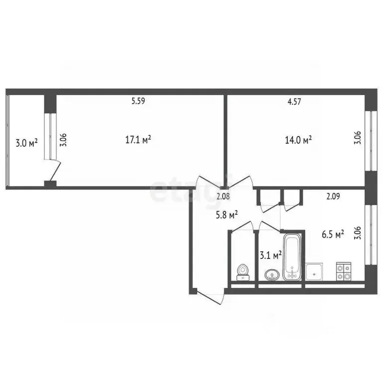 2-к кв. Мордовия, Саранск ул. Сущинского, 17 (47.2 м) - Фото 1