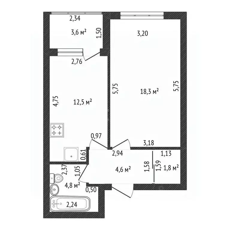 1-к кв. Башкортостан, Уфа Пекинская ул., 27 (42.0 м) - Фото 2
