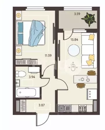 1-к кв. Липецкая область, Липецк ул. Механизаторов, 15А (37.3 м) - Фото 1