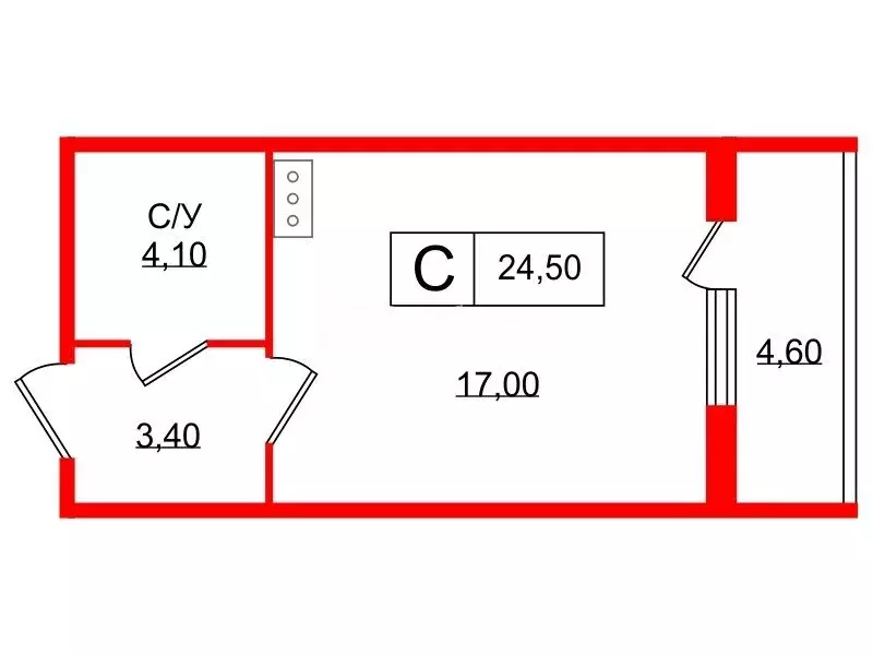 Квартира-студия: Зеленогорск, улица Строителей, 3к2 (24.5 м) - Фото 0