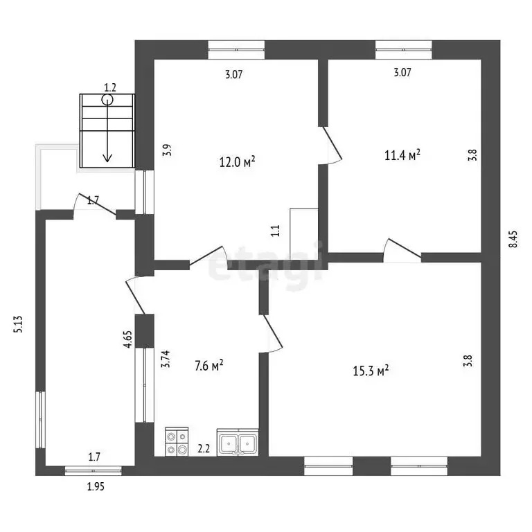 Дом в Прохладный, Пригородная улица (46.3 м) - Фото 1