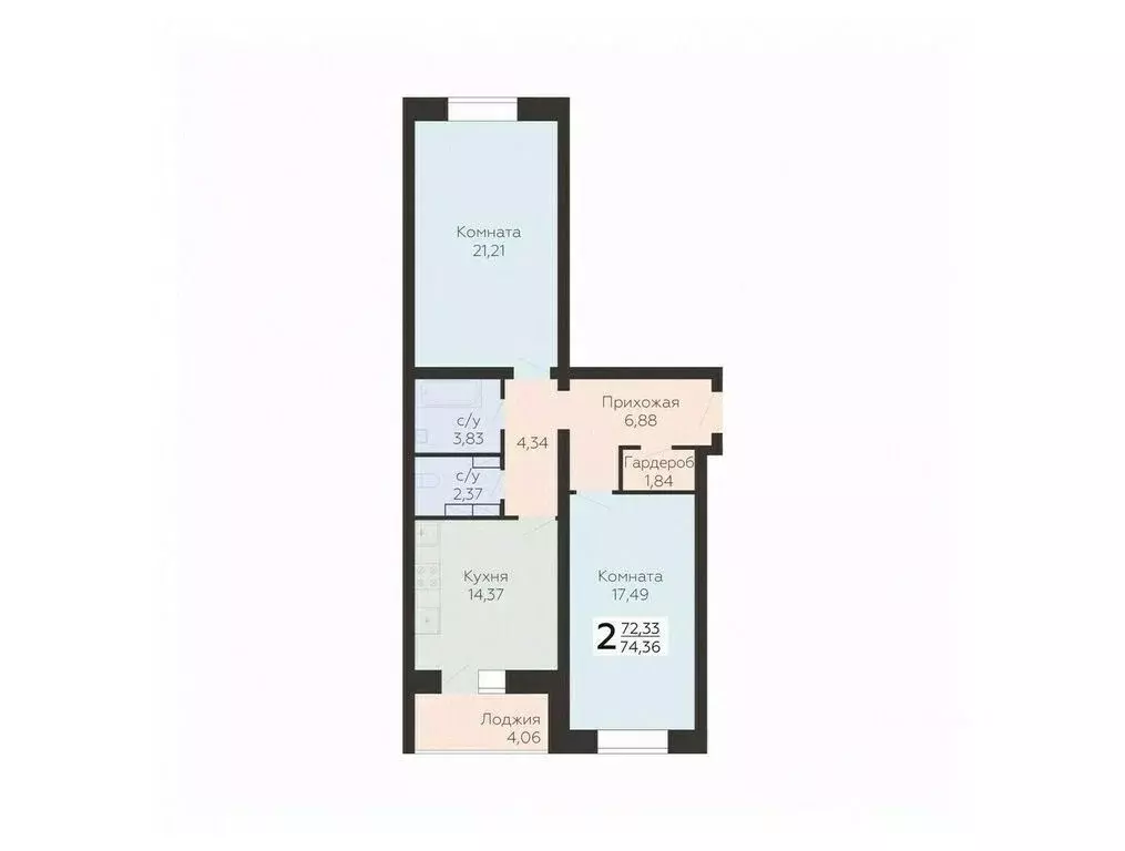 2-к кв. Орловская область, Орел ул. Панчука, 83Б (74.36 м) - Фото 0