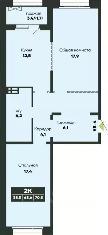 2-к кв. Новосибирская область, Новосибирск Гренландия жилой комплекс ... - Фото 1