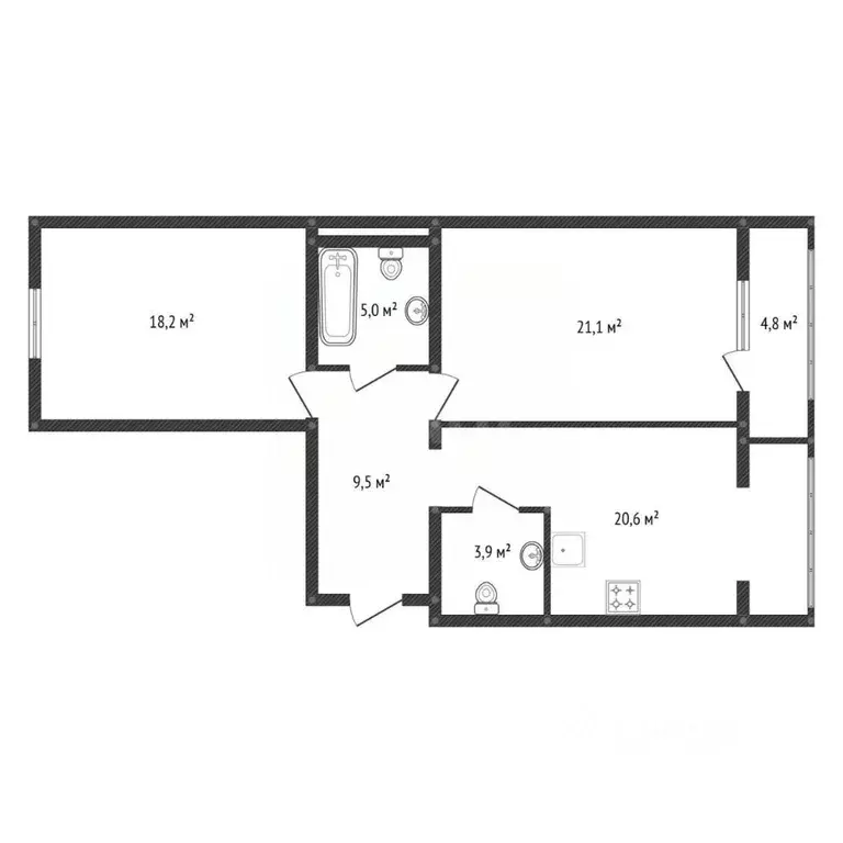 2-к кв. Башкортостан, Уфа ул. Карла Маркса, 64 (83.1 м) - Фото 2