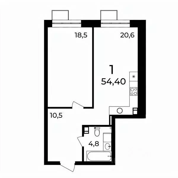 1-к кв. Нижегородская область, Нижний Новгород ул. Воровского, 8 (54.1 ... - Фото 1