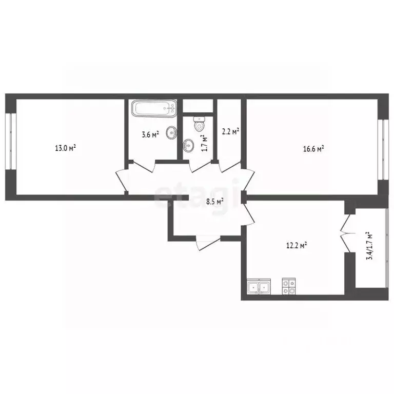 2-к кв. Московская область, Ленинский городской округ, пос. Битца ... - Фото 2