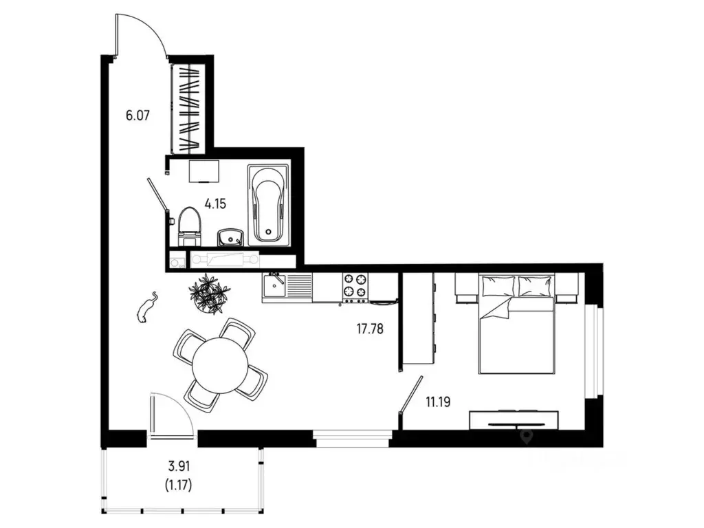 1-к кв. Ленинградская область, Всеволожский район, Свердловское ... - Фото 1