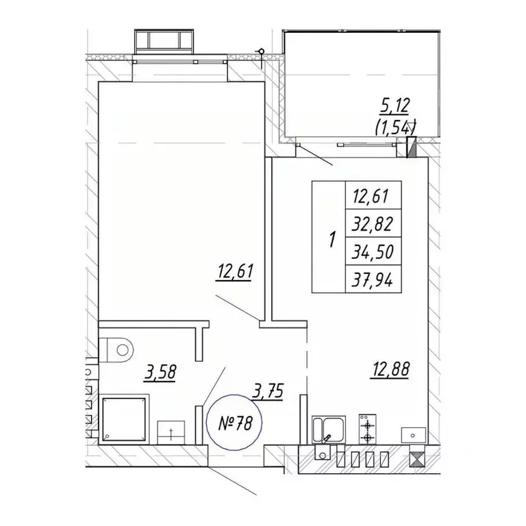 1-к кв. Калининградская область, Зеленоградск  (37.94 м) - Фото 1