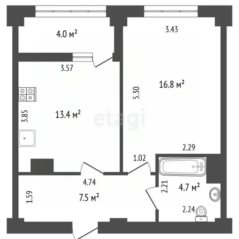 1-к кв. Ставропольский край, Ессентуки ул. Буачидзе (43.0 м) - Фото 2