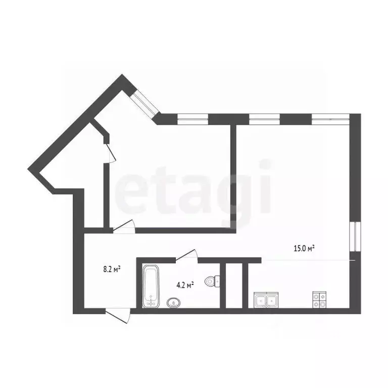 2-к кв. Тюменская область, Тюмень Новгородская ул., 1 (62.0 м) - Фото 2