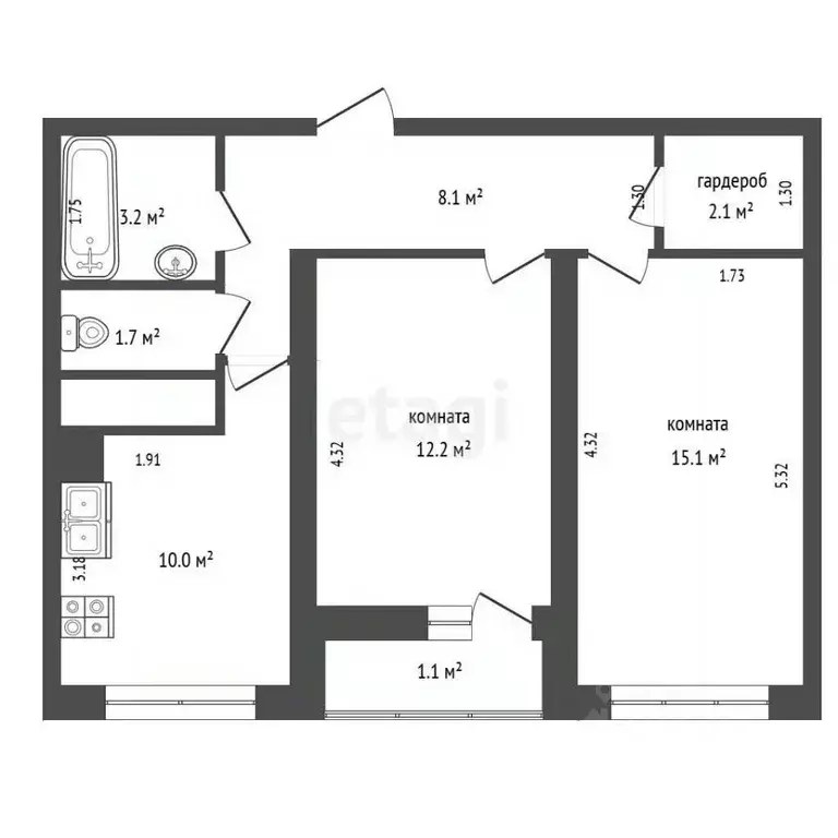 2-к кв. Московская область, Реутов Транспортная ул., 27 (52.0 м) - Фото 2
