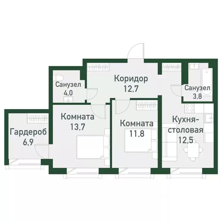 2-к кв. Челябинская область, Челябинский городской округ, пос. ... - Фото 1