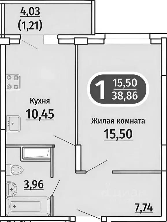 1-к кв. Чувашия, Чебоксары ул. Василия Алендея, 7 (39.4 м) - Фото 2