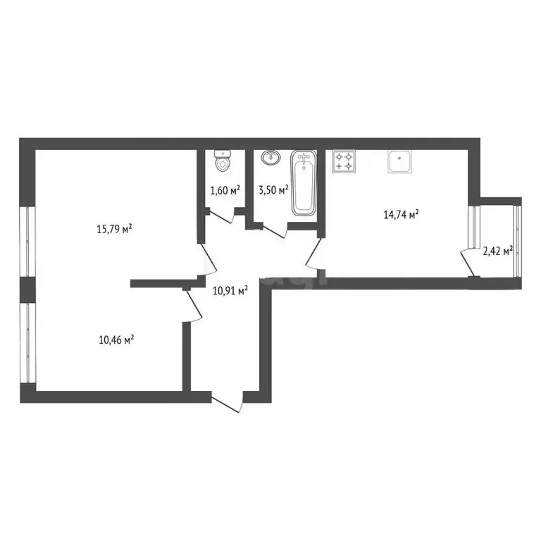 2-к кв. Башкортостан, Уфа ул. Ленина, 156 (54.7 м) - Фото 2
