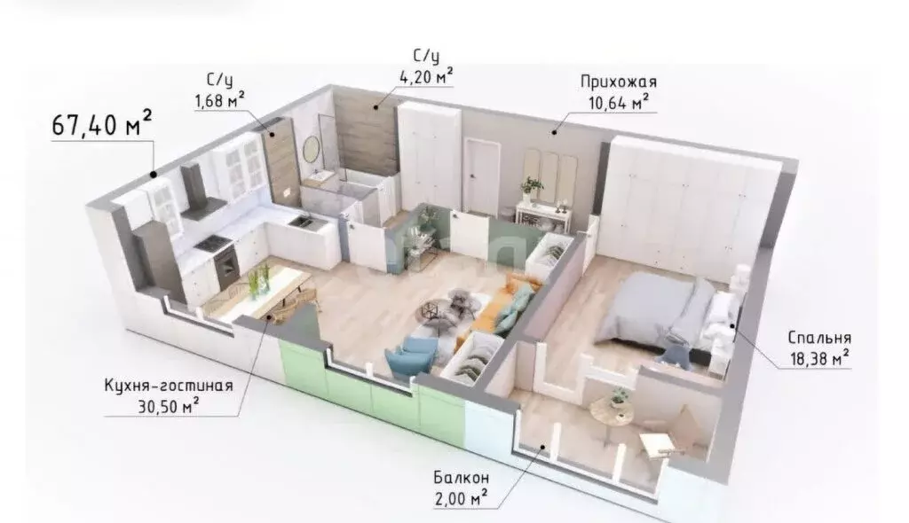 2-комнатная квартира: Новотроицкое, Весенняя улица, 3 (64 м) - Фото 2