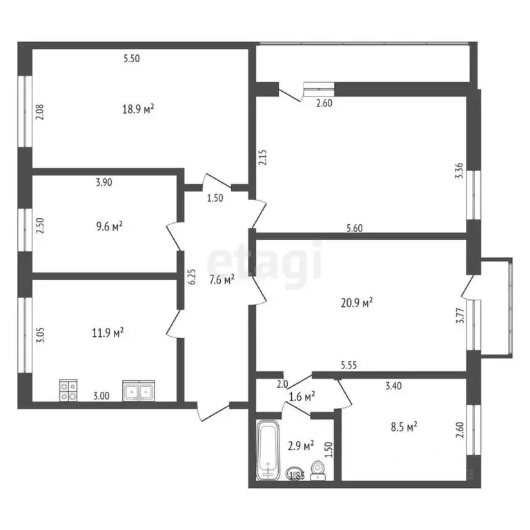 4-к кв. Оренбургская область, Оренбург Туркестанская ул., 3 (99.0 м) - Фото 1