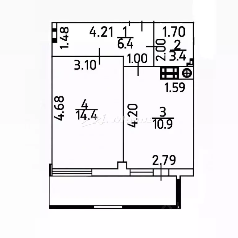 1-к кв. Крым, Симферополь ул. 51-й Армии, 55 (35.1 м) - Фото 1