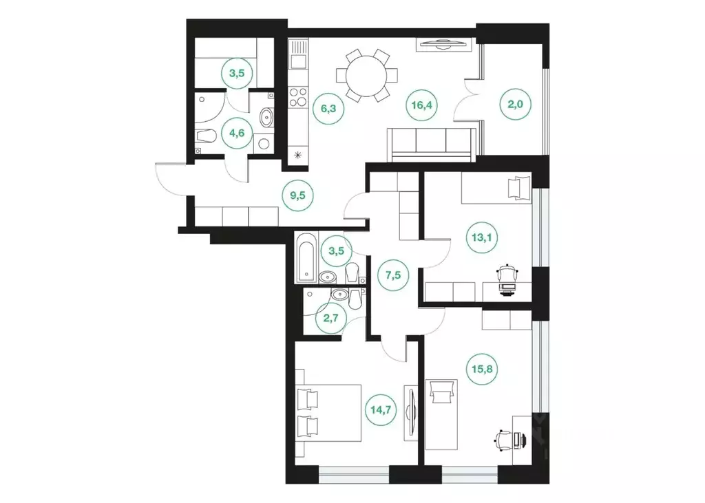 4-к кв. Башкортостан, Уфа ул. Подполковника Недошивина (99.6 м) - Фото 1
