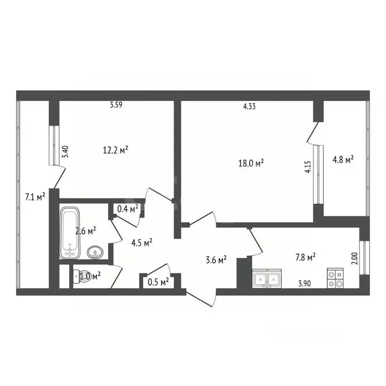 2-к кв. Севастополь просп. Героев Сталинграда, 60 (50.6 м) - Фото 2