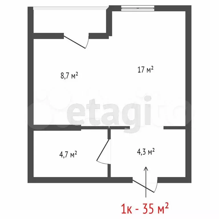 Квартира-студия, 35 м, 6/16 эт. - Фото 0