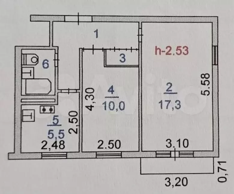 2-к. квартира, 42,4 м, 4/5 эт. - Фото 0