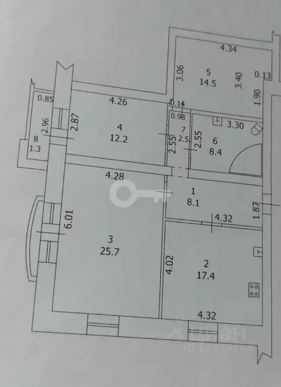 3-к кв. Татарстан, Казань ул. Тази Гиззата, 15 (88.8 м) - Фото 1