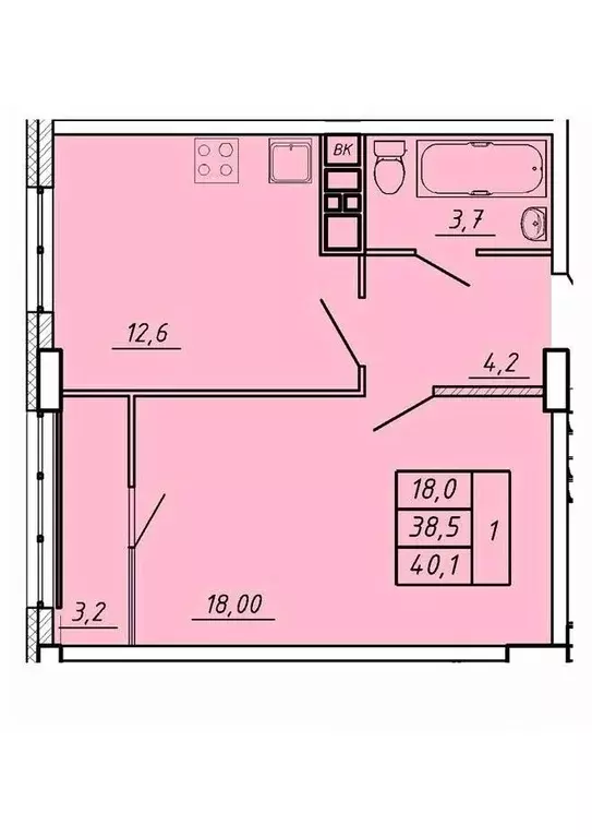 1-к кв. Ивановская область, Иваново Видный мкр,  (40.1 м) - Фото 1