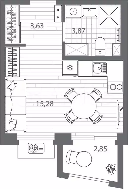 Квартира-студия, 23,6 м, 5/13 эт. - Фото 1