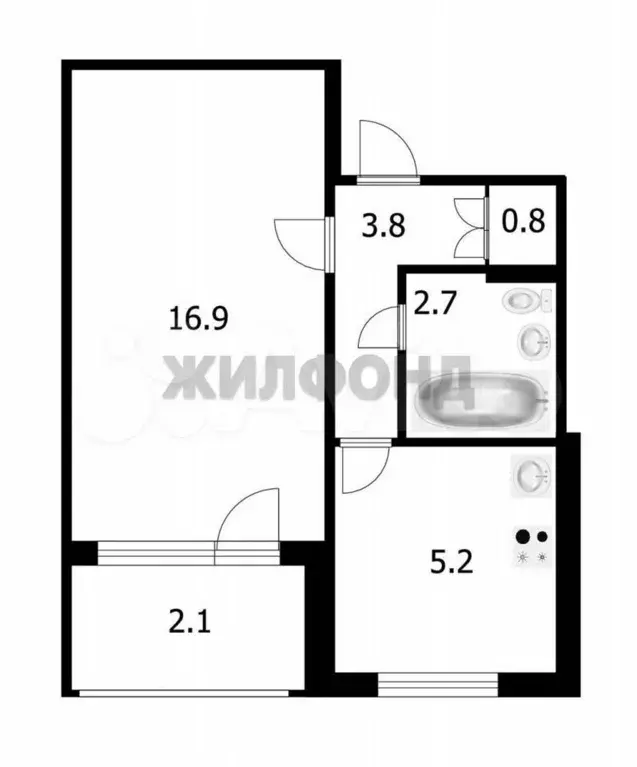1-к. квартира, 31,5 м, 1/9 эт. - Фото 0