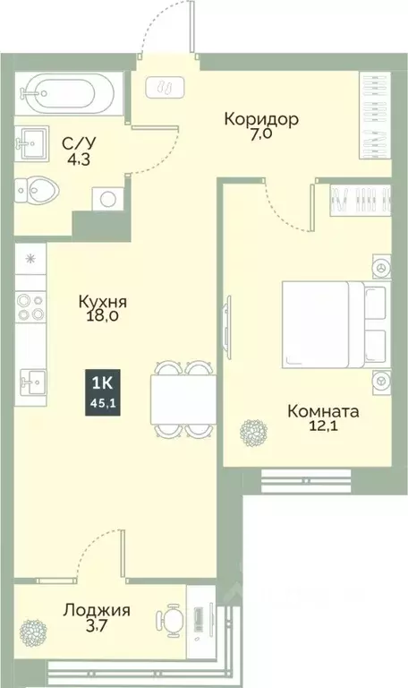 1-к кв. Курганская область, Курган Заозерный жилрайон, Районы-Кварталы ... - Фото 1