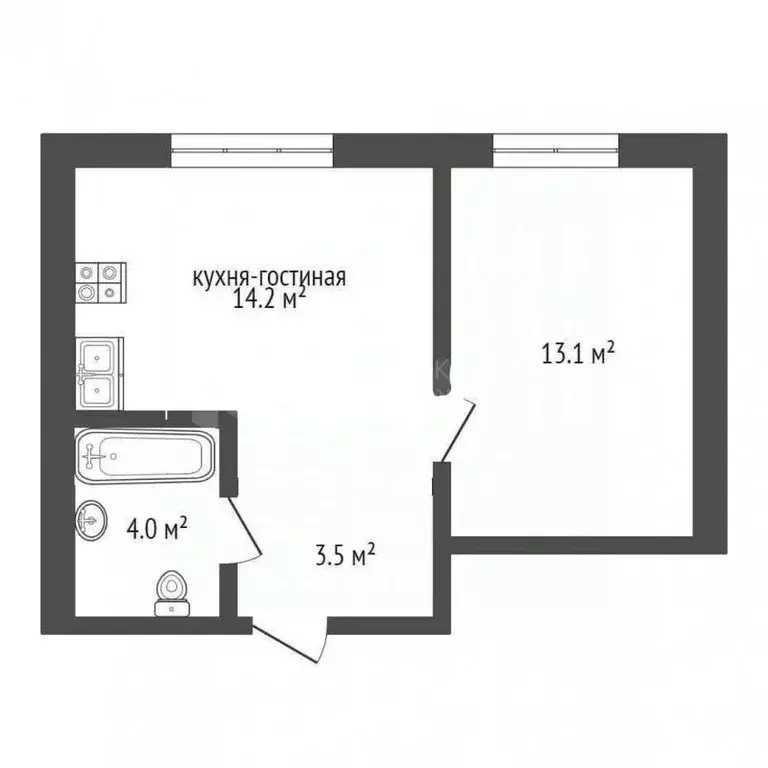 1-к кв. Тюменская область, Тюмень Новгородская ул., 20 (34.8 м) - Фото 1