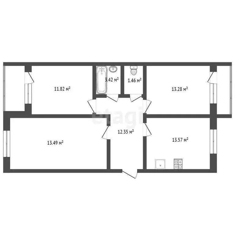 3-комнатная квартира: Ярославль, 2-й Брагинский проезд, 9 (74.9 м) - Фото 1