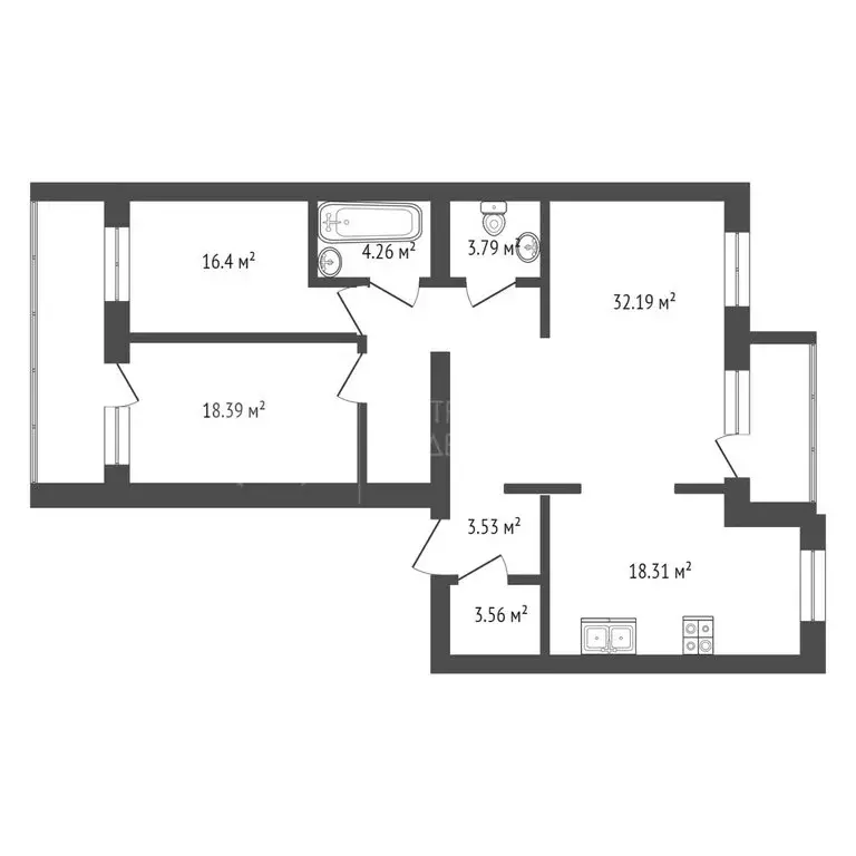 3-комнатная квартира: Тюмень, улица Тимофея Кармацкого, 7 (119 м) - Фото 0