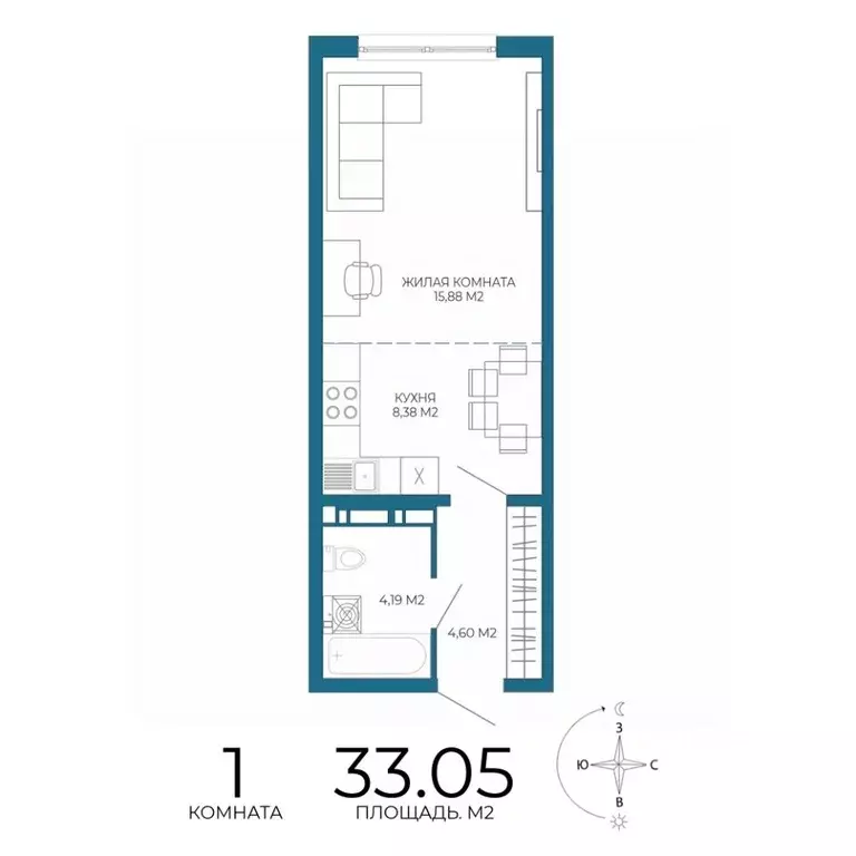 1-к кв. Пензенская область, Пенза Чаадаев жилой комплекс (33.05 м) - Фото 1