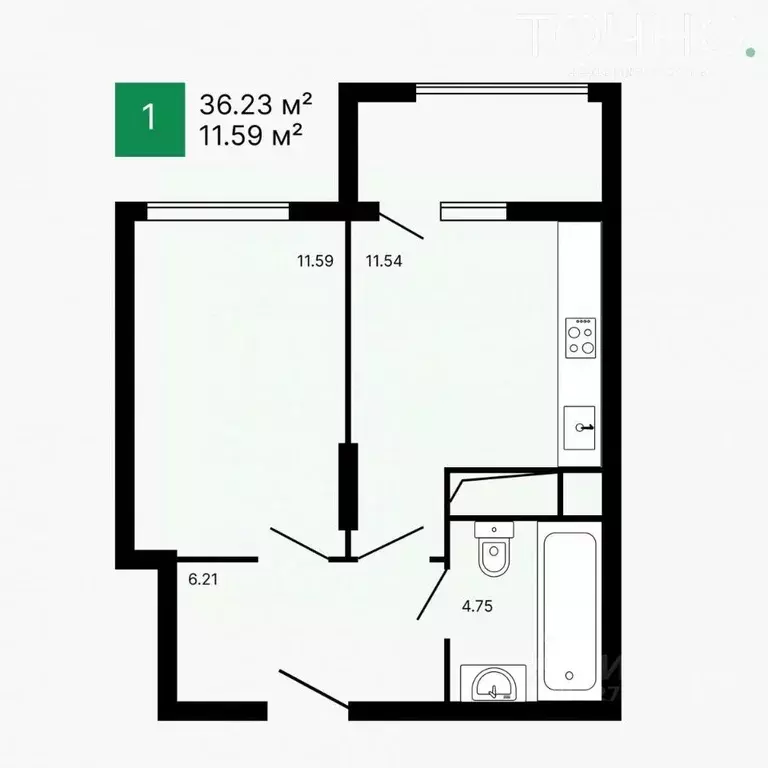 1-к кв. Пензенская область, Пенза ул. Кордон Студеный, 48 (34.1 м) - Фото 1